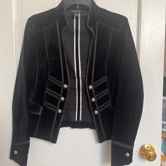 White House Black Market Black Velvet Military-Inspired Blazer - Picture 1 of 4